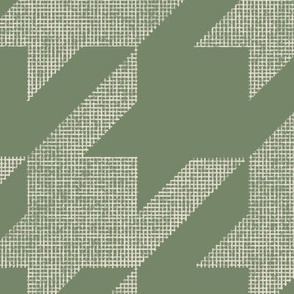 houndstooth_weave - pale grey chalk_ traditional green - hand drawn textured geometric plaid
