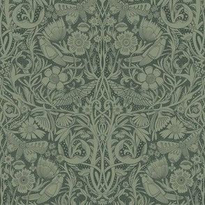 Heritage Garden Botanical English Country Cottage Morris Inspired 12 in Jungle Green