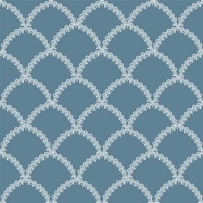 Lace Scallop Fabric  heritage garden collection Arctic Ice
