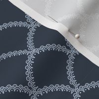 Lace Scallop Fabric  heritage garden collection Blue Nights Arctic Ice