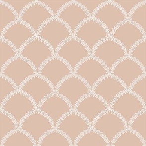 Lace Scallop Fabric  heritage garden collection Pink Champagne