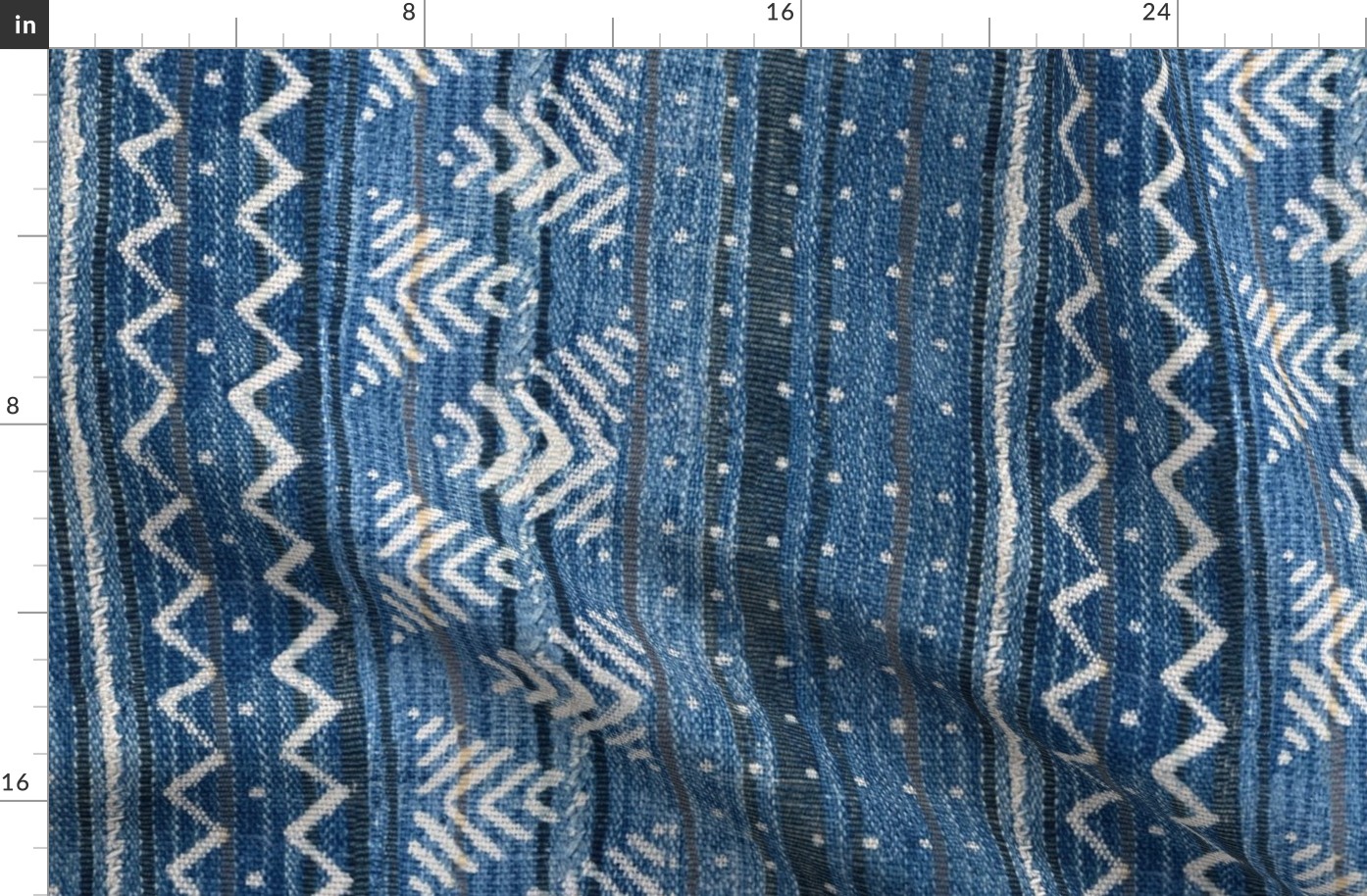 denim mud cloth stripe 24 inch repeat