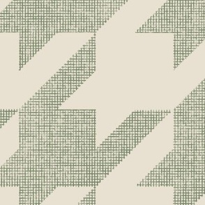 houndstooth_weave - pale grey chalk_ traditional green 02 - hand drawn textured geometric plaid