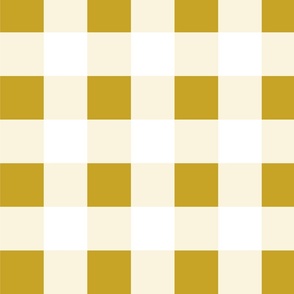 Gingham - Warm Minimalism - Gold, Cream And White.