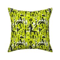 Sagittarian Symphony: Abstract Lime Green and Black Wildflower Centaur Print