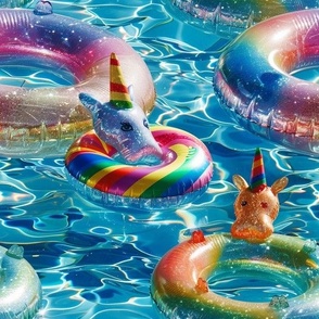 Fun Pool Party Glitter Unicorn Floaties Floats