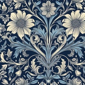Morris Classic Floral Design on Navy