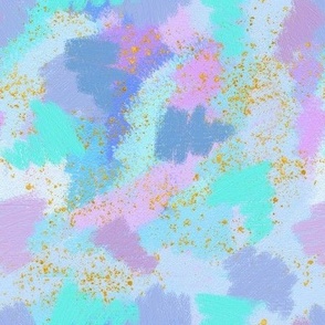  Abstract texture brush strokes with golden blots dots. Pastel blue and pink colors