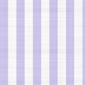 French Linen Style Stripes Coordinate For Fleur de Lis Damask Pattern Lilac White Vertical Smaller Scale