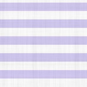 French Linen Style Stripes Coordinate For Fleur de Lis Damask Pattern White Lilac Horizontal Smaller Scale