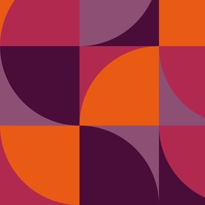 Retro Mod Squares in Orange Purple Mauve