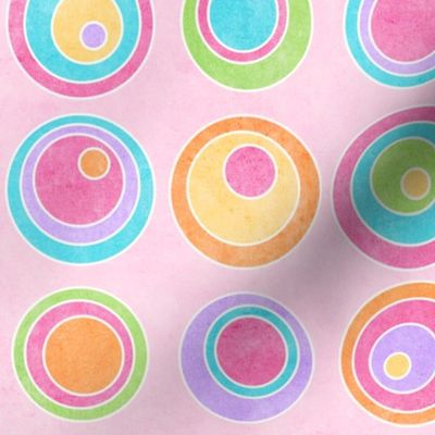 Party Wall Circles. With Texture. Colorful. Pink Background. Wallpaper.