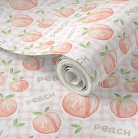 Cute Pastel Peach Pattern on Watercolor Plaid, Peach Fuzz