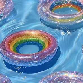 Fun Pool Party Rainbow Glitter Floaties