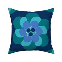 Big Flower 70s vintage on blue