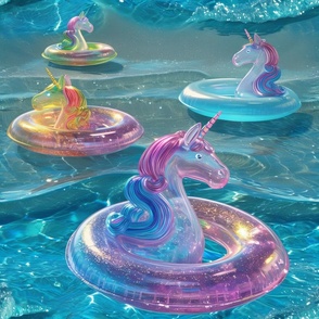 Fun Pool Party Glitter Colorful Unicorns Float Floatie Floaties