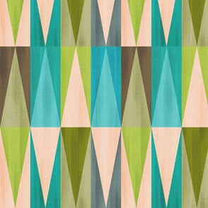 (M) Mid Mod Deco Diamond Party Wall 1. boho textured tonal pastels green 