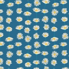 (S) Daisy Chain - sweet summer daisies stripe - deep blue