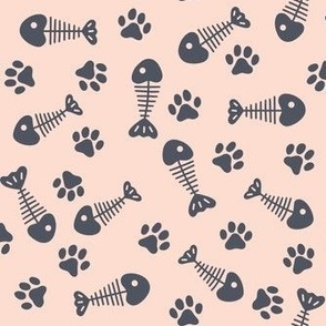 Fish bones and Paw Prints on Pink