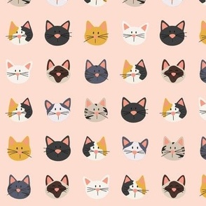 Cute Cat Faces on Pink