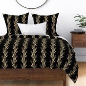 African pattern - tan leaves on midnight black