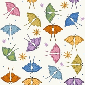 Colourful butterflies on light cream