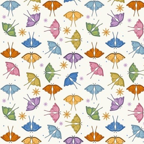 Colourful butterflies on light cream
