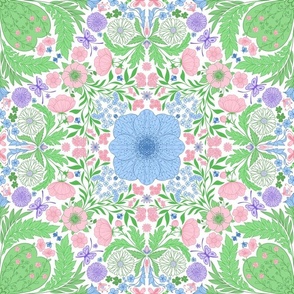 Retro garden party wallpaper