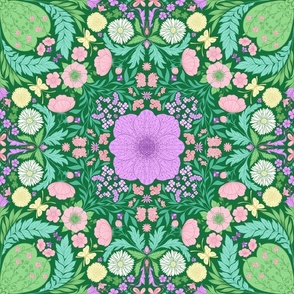 Retro garden party wallpaper