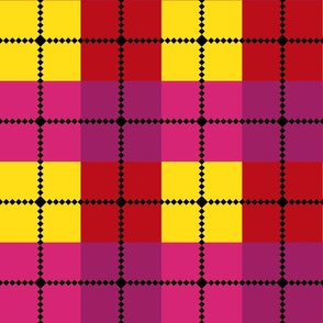 Colourful Grid with Black Dotted Grid Pattern Large Scale