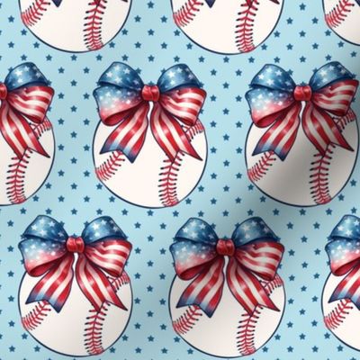 Bigger Patriotic Baseballs and Bows Red Light Blue