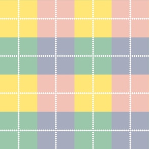 White Dotted Grid With Pastel Color Pattern Medium Size