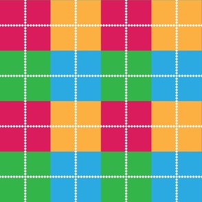 White Dotted Grid with Red, Green, Yellow, Blue Grid Medium Scale