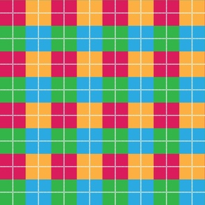 White Dotted Grid with Red, Green, Yellow, Blue Grid Small Scale