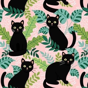 black cats with leaves blush WB24 medium scale