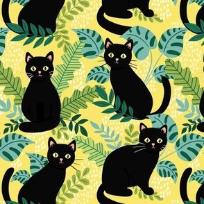 black cats with leaves yellow WB24 medium scale