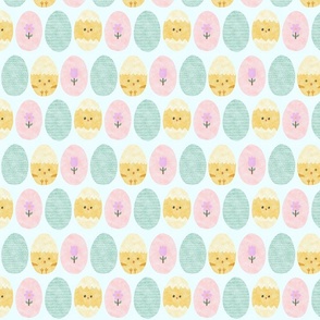 Watercolor Pastel Easter Eggs in Mint Green, Yellow and Pink