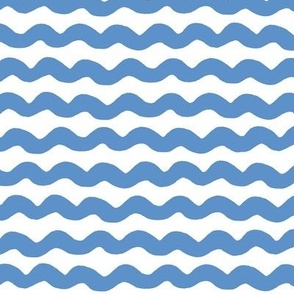 Small Wavy stripe horizontal - blue and white - Soft blue organic wave on a white background - abstract geometric minimal modern lines - ocean summer nautical beachy coastal