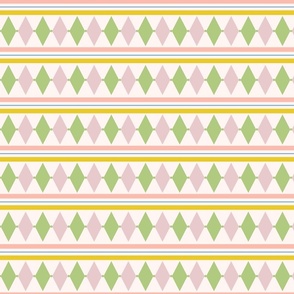 Small Print Pink and Green Argylle Border Print Accent 