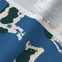 Cows, cows, cows on bright blue - large