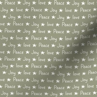 Love, joy, peace, stars, typography, sage 