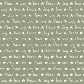 Love, joy, peace, stars, typography, sage 