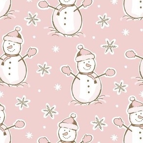 winter_ Snowmen_ snowflakes_pink