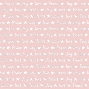 Love, joy, peace, stars, typography, baby pink