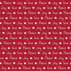 Love, joy, peace, stars, typography, red