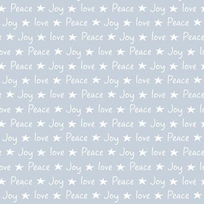 Love, joy, peace, stars, typography, blue