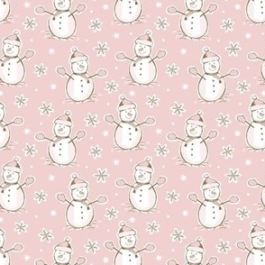 ( small ) winter_ Snowmen_ snowflakes_pink