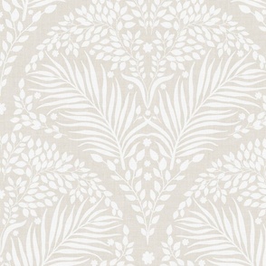Arched Vines White on Cream