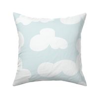 white puffy clouds on soft blue, large scale