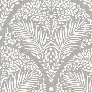 Arched Vines White on Linen Grey